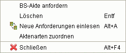 Menü Registratur