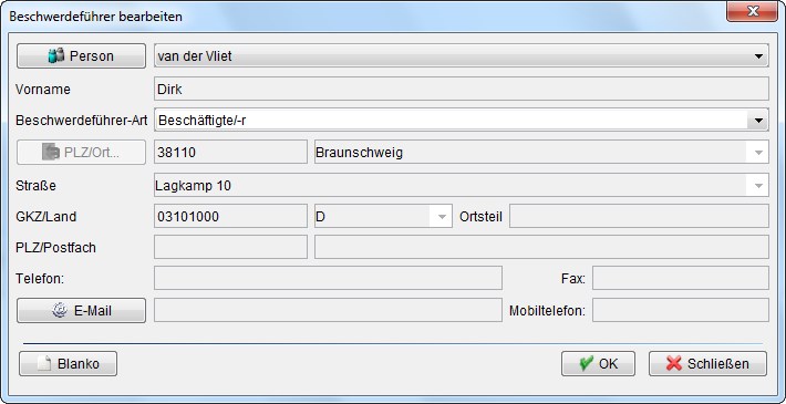 Beschwerdeführer bearbeiten
