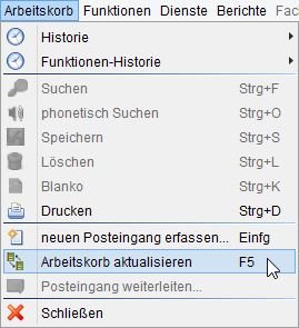 Arbeitskorb aktualisieren