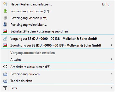Menü über Rechtsklick Menü über Rechtsklick